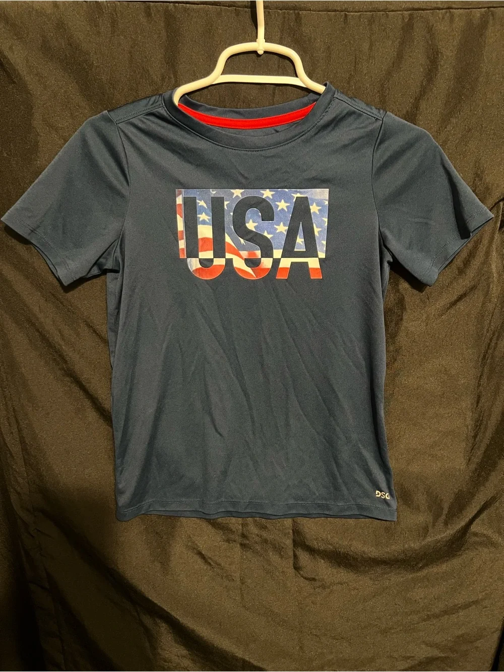 DSG Navy Tee with Red Trim and Gold Logo